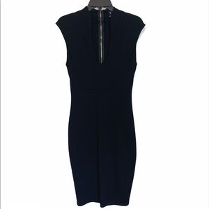 Windsor Black Midi Dress with Plunging Neckline